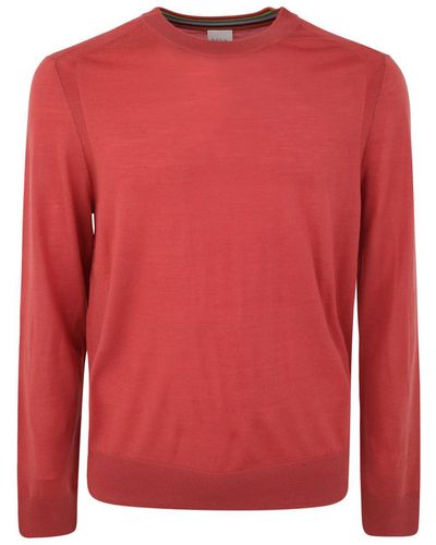Paul Smith Mens Sweater Crew Neck Clothing - Red
