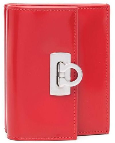Ferragamo Gancini Flip-lock Leather Wallet - Red