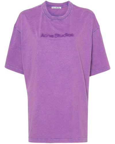 Acne Studios Logo Cotton T-Shirt - Purple