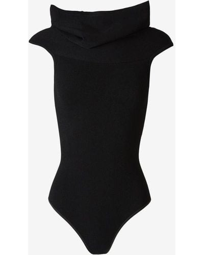 Alaïa Bardot Knit Bodysuit - Black