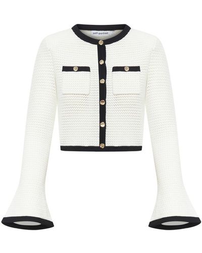 Self-Portrait Cardigan Jumper - White