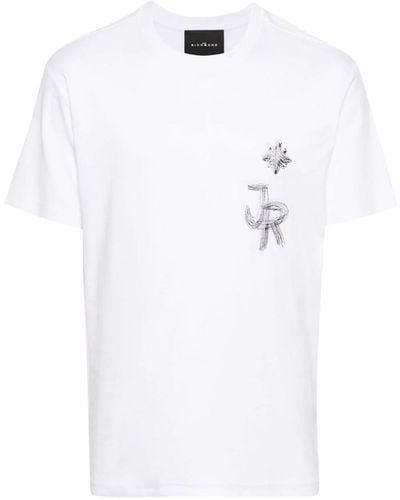 John Richmond T-Shirt With Graphite Logo - White