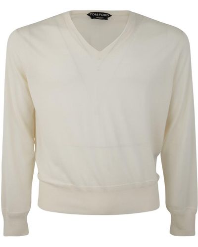 Tom Ford V Neck Sweater Clothing - White
