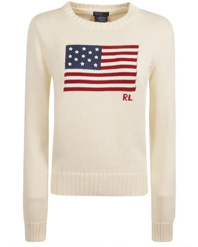 Polo Ralph Lauren Flag Knit Sweater - White