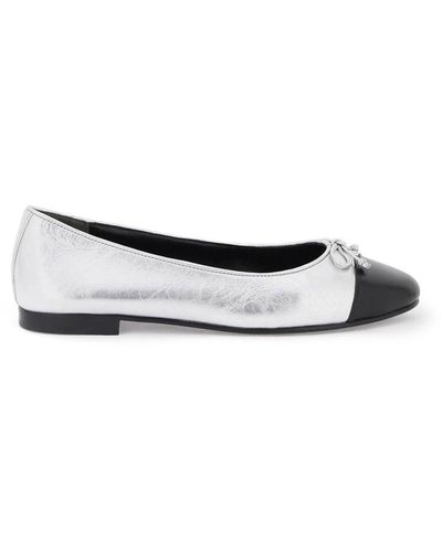Tory Burch Laminated Ballet Flats With Contrasting Toe - White