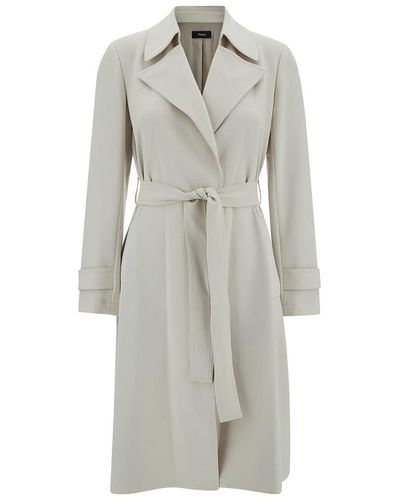 Theory Off- Trench Coat With Revers Collar - Gray