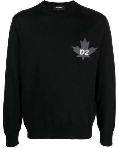 DSquared² Intarsia-knit Logo Sweatshirt - Black