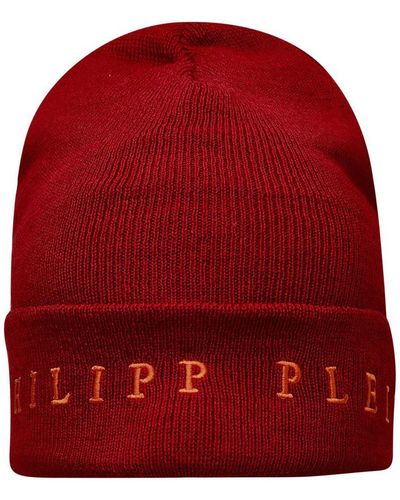 Philipp Plein Wool Blend Red Beanie