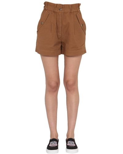 KENZO Cotton Bermuda With Wrapped Waist - Brown