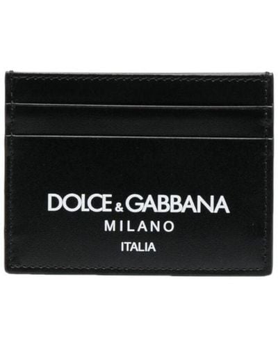 Dolce & Gabbana Calf Leather Cardholder With Logo - Black