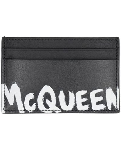 Alexander McQueen Graffiti Leather Credit Card Case - Black