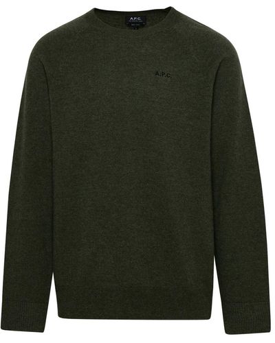 A.P.C. Green Elie Sweater In Virgin Wool