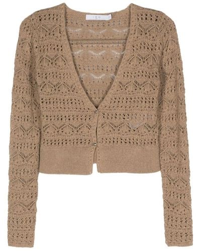 IRO V-Necked Cropped Cardigan - Brown