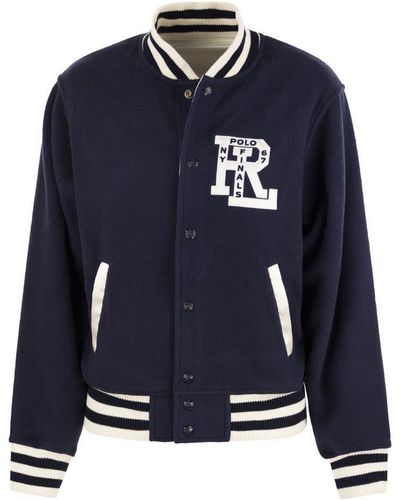 Ralph Lauren Double-sided Bomber Jacket With Rl Logo - Blue