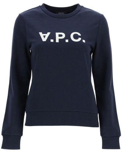 A.P.C. V.p.c. Flock Logo Sweatshirt - Blue