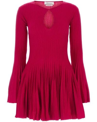 Blumarine Fuchsia Wool Mini Dress - Red
