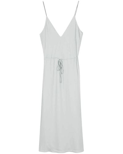 Calvin Klein V-Neck Crepe Midi Dress - White