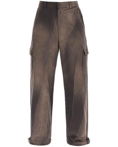 Off-White c/o Virgil Abloh Washed-effect Cargo Trousers - Brown