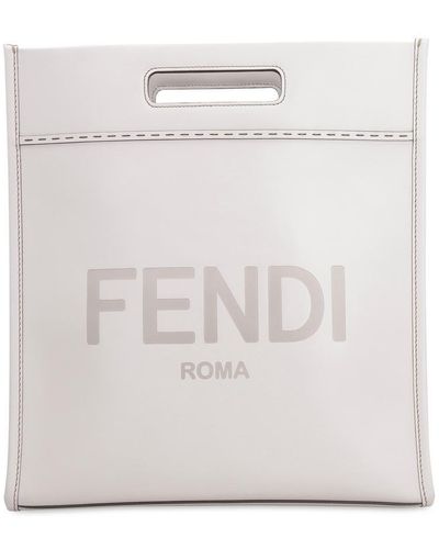 Fendi Smooth Leather Tote Bag - Gray