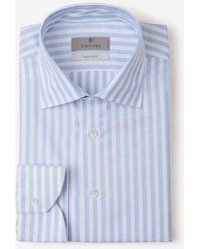 Canali Striped Motif Shirt - Blue