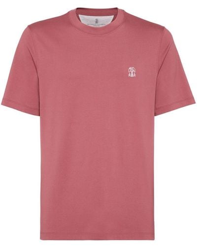 Brunello Cucinelli Logo Cotton T-Shirt - Pink