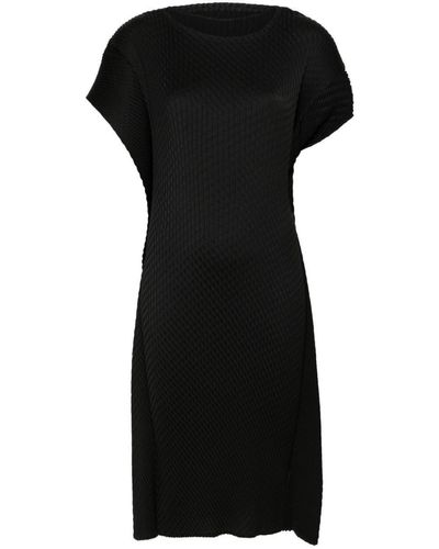 Issey Miyake Sleek Pleats Midi Dress - Black