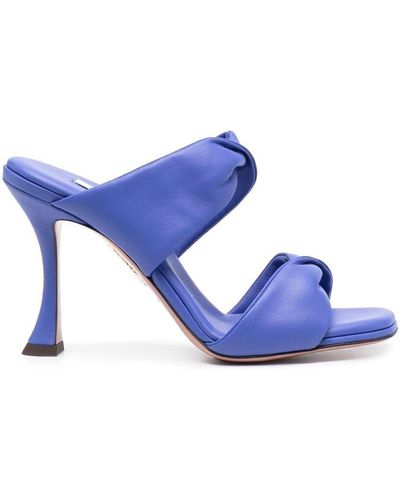 Aquazzura 110mm Leather Twist Sandals - Blue