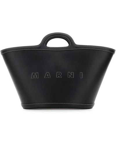 Marni Leather Small Tropicalia Handbag - Black
