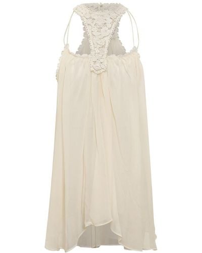 Isabel Marant Crochet And Silk Mini Dress - White