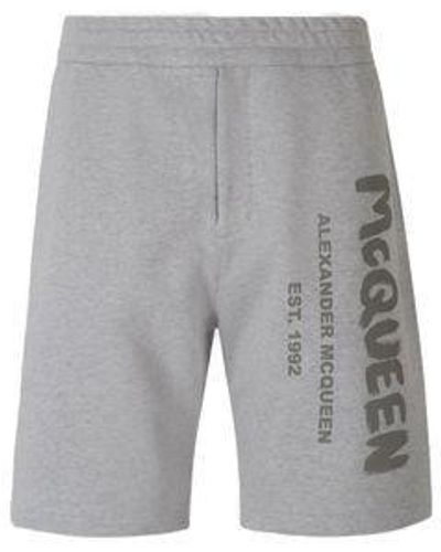 Alexander McQueen Graffiti Printed Sports Shorts - Gray