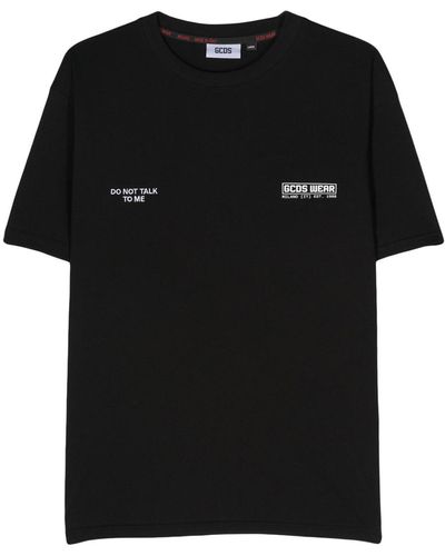 Gcds Don`T Talk To Me Cotton T-Shirt - Black