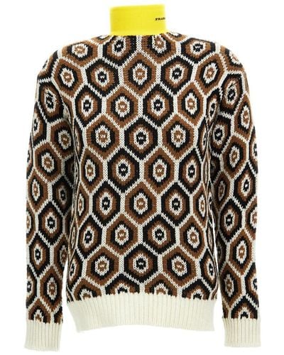 Prada Intarsia Wool-blend Turtleneck Sweater - Black