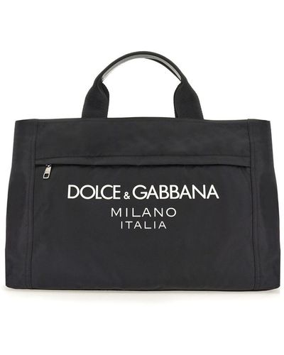 Dolce & Gabbana Nylon Duffle Bag With Logo - Black