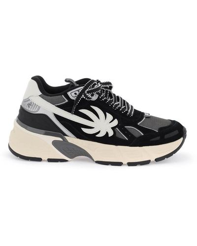 Palm Angels Suede Leather Pa 4 Sneakers With - Black