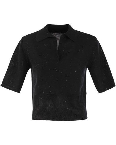 Fabiana Filippi Short-Sleeved Polo Shirt With Sequins - Black