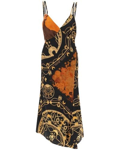 Marine Serre Printed Silk Midi Dress - Multicolour