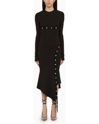 The Attico Midi Dress With Snap Buttons - Black
