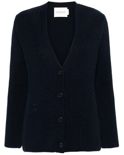 Closed Organic Cotton V-necked Cardigan - Blue