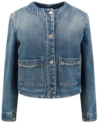 Givenchy Blouson In Jeans With 4g - Blue