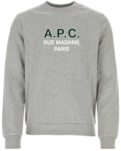 A.P.C. Melange Grey Cotton Sweatshirt