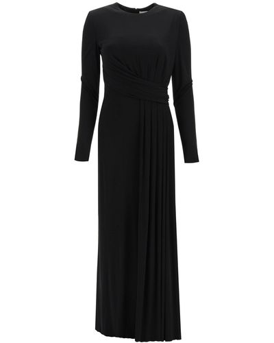 Alexander McQueen Long Draped Jersey Dress - Black