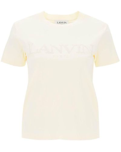 Lanvin Logo Embroidered T Shirt - White