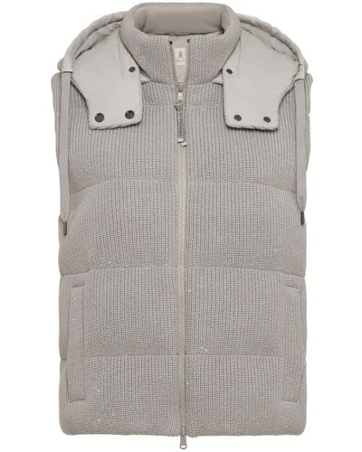 Brunello Cucinelli Down Knitted Gilet - Gray