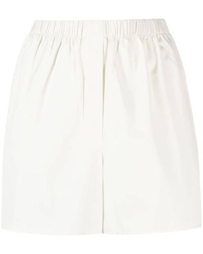 Miu Miu Logo-embroidered Cotton Shorts - White