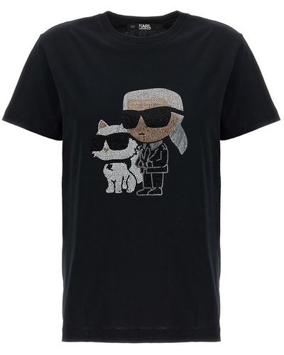 Karl Lagerfeld Karl Ikonik Karl & Choupette T-shirt - Black