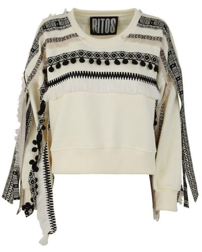 RITOS Cropped Sweater With Tentacles - White