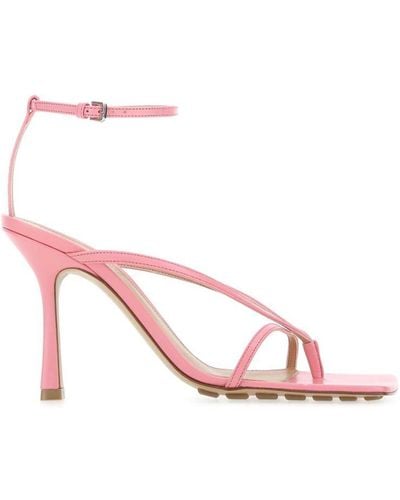 Bottega Veneta Stretch Square-toe Heeled Leather Sandals 7. - Pink