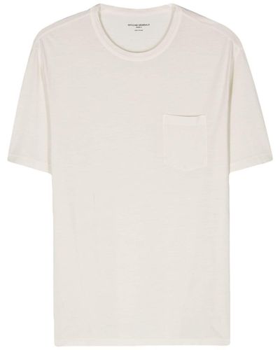 Officine Generale Ss T-Shirt Pkt Pgmt Dye Lyocell Co - White
