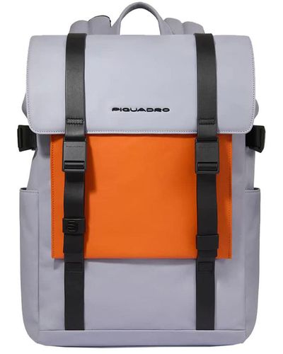 Piquadro Leather Laptop Backpack 14" Bags - Gray