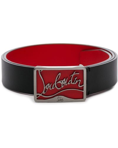 Christian Louboutin Ricky Logo-buckle Leather Belt - Black